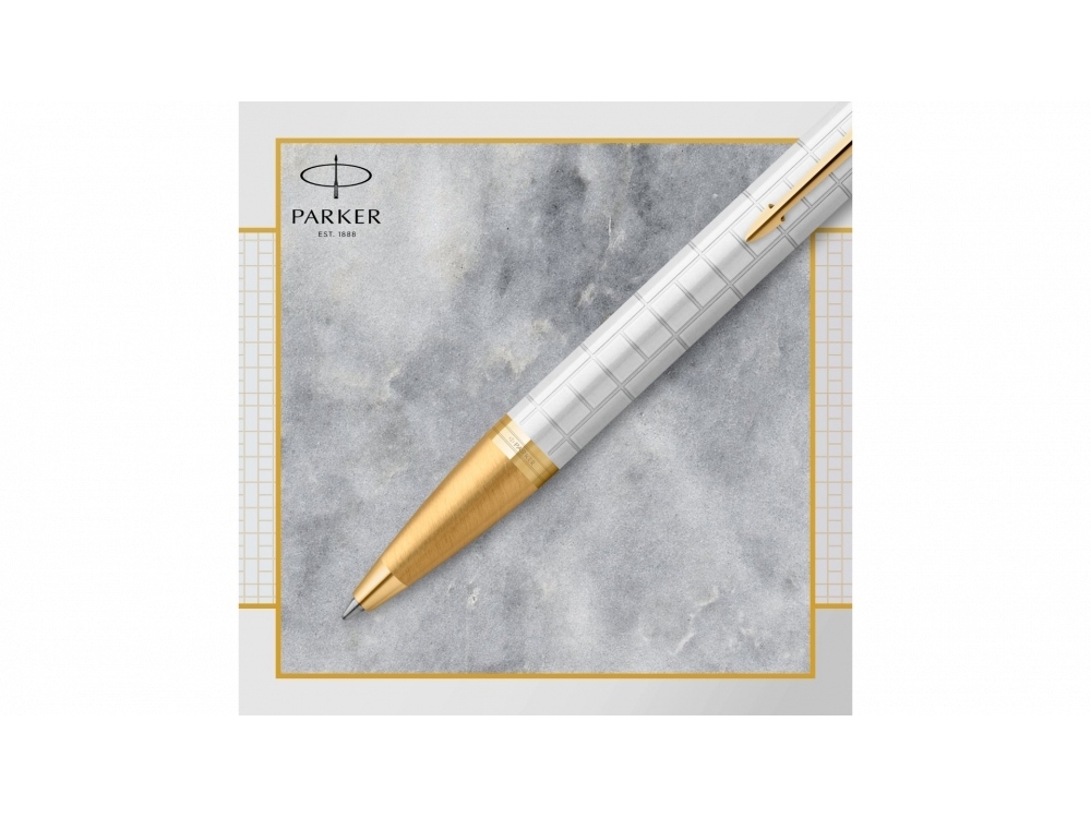 Ручка шариковая Parker IM Premium, белый, желтый, металл