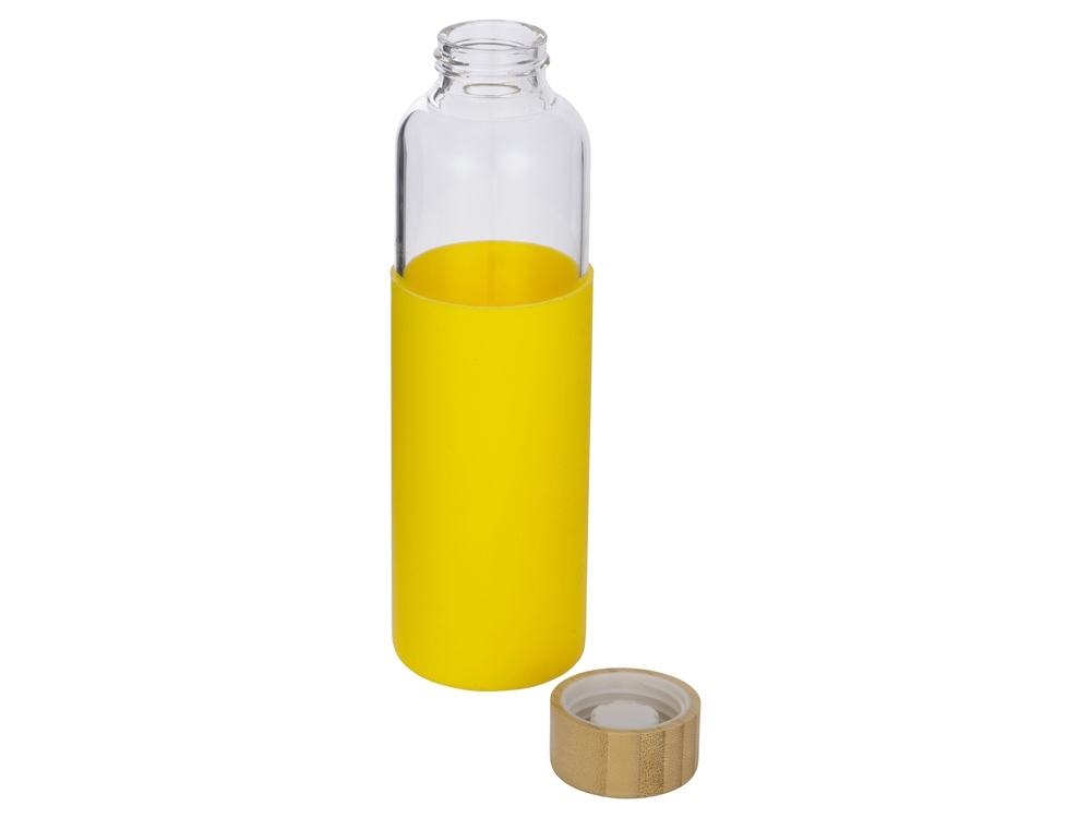 Стеклянная бутылка для воды в силиконовом чехле «Refine», желтый, прозрачный