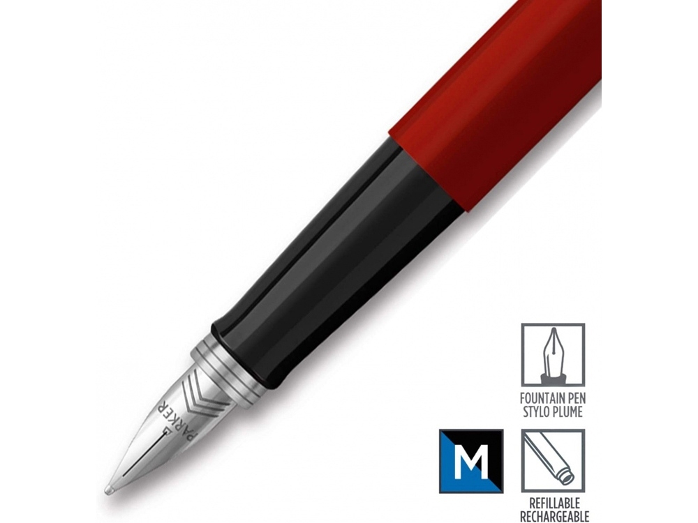 Ручка перьевая Parker Jotter Originals, M, красный, серебристый, металл