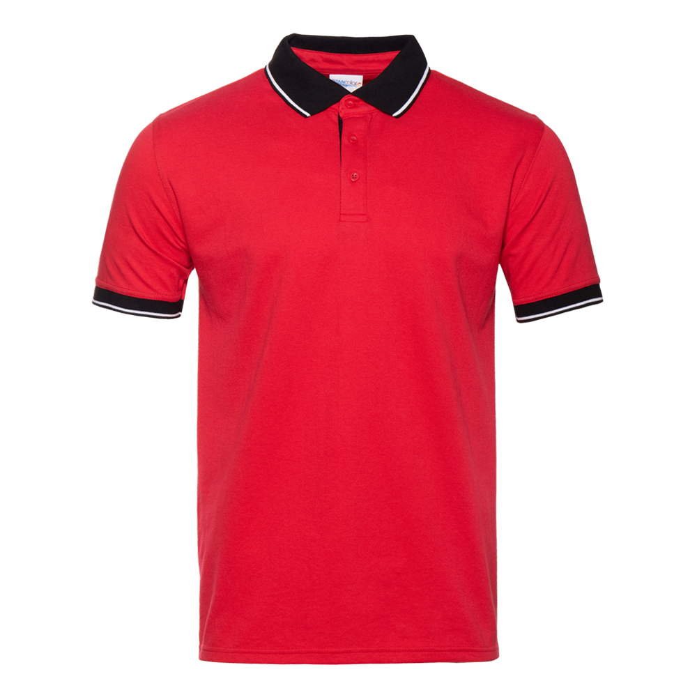 Рубашка поло  мужская STAN с контрастными деталями хлопок/полиэстер 185, 04С, Красный/Чёрный, красный, 185 гр/м2, хлопок