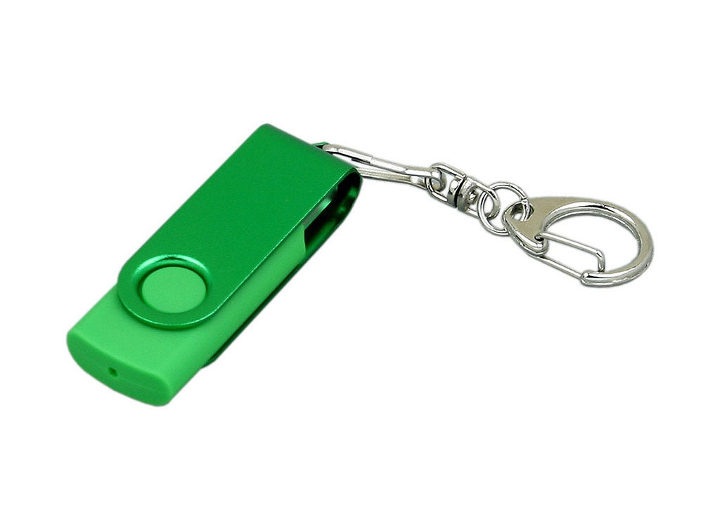 USB 3.0- флешка промо на 64 Гб с поворотным механизмом и однотонным металлическим клипом, зеленый, пластик