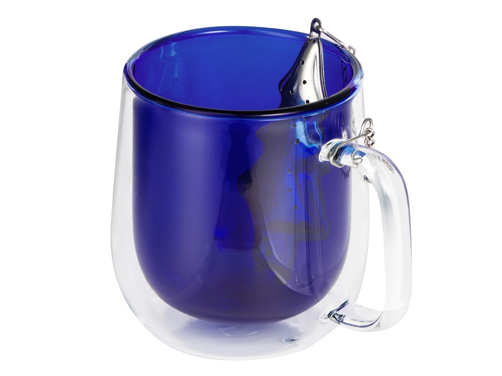 Набор «Bergamot»: кружка и ситечко для чая, синий, серебристый, металл