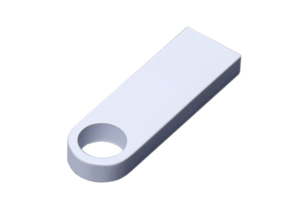 USB 3.0-флешка на 32 Гб с мини чипом и круглым отверстием, белый, металл