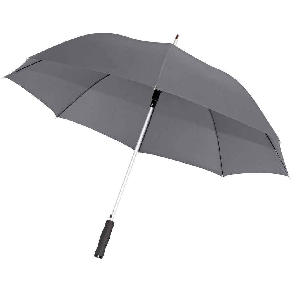 Зонт-трость Alu Golf AC, серый, серый, купол - эпонж, 190t; рама - металл; спицы - стеклопластик; ручка - эва
