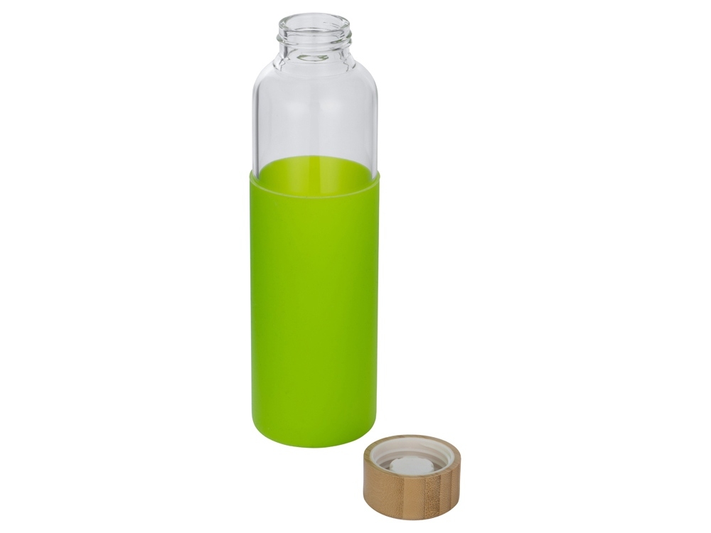 Стеклянная бутылка для воды в силиконовом чехле «Refine», зеленый, прозрачный