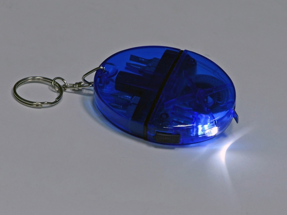 Брелок-рулетка «Кристалл», 1м, синий, пластик, металл