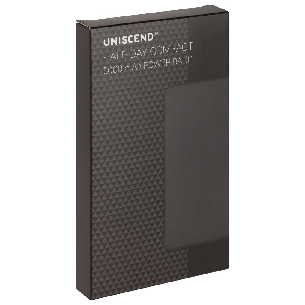 Внешний аккумулятор Uniscend Half Day Compact 5000 мAч, черный, черный, пластик; покрытие софт-тач