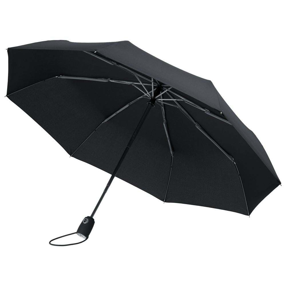 Зонт складной AOC, черный, черный, soft touch