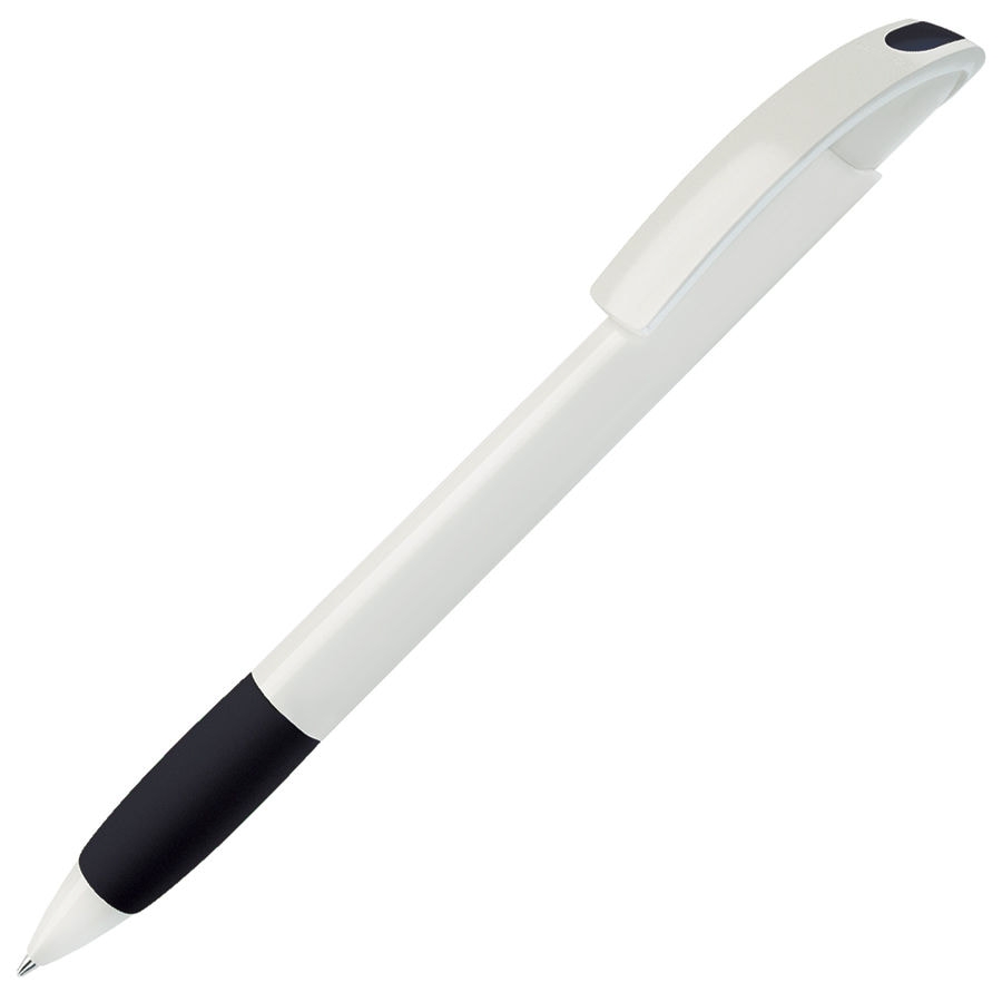 NOVE, ручка шариковая с грипом, черный/белый, пластик, белый, черный, пластик, прорезиненная поверхность