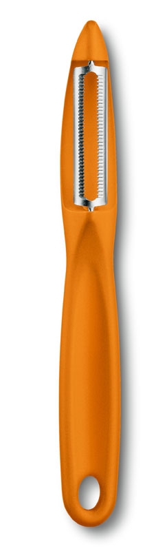Овощечистка VICTORINOX универсальная, двустороннее зубчатое лезвие, оранжевая рукоять, оранжевый, пластик