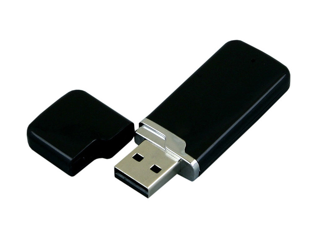 USB 2.0- флешка на 4 Гб с оригинальным колпачком, черный, пластик