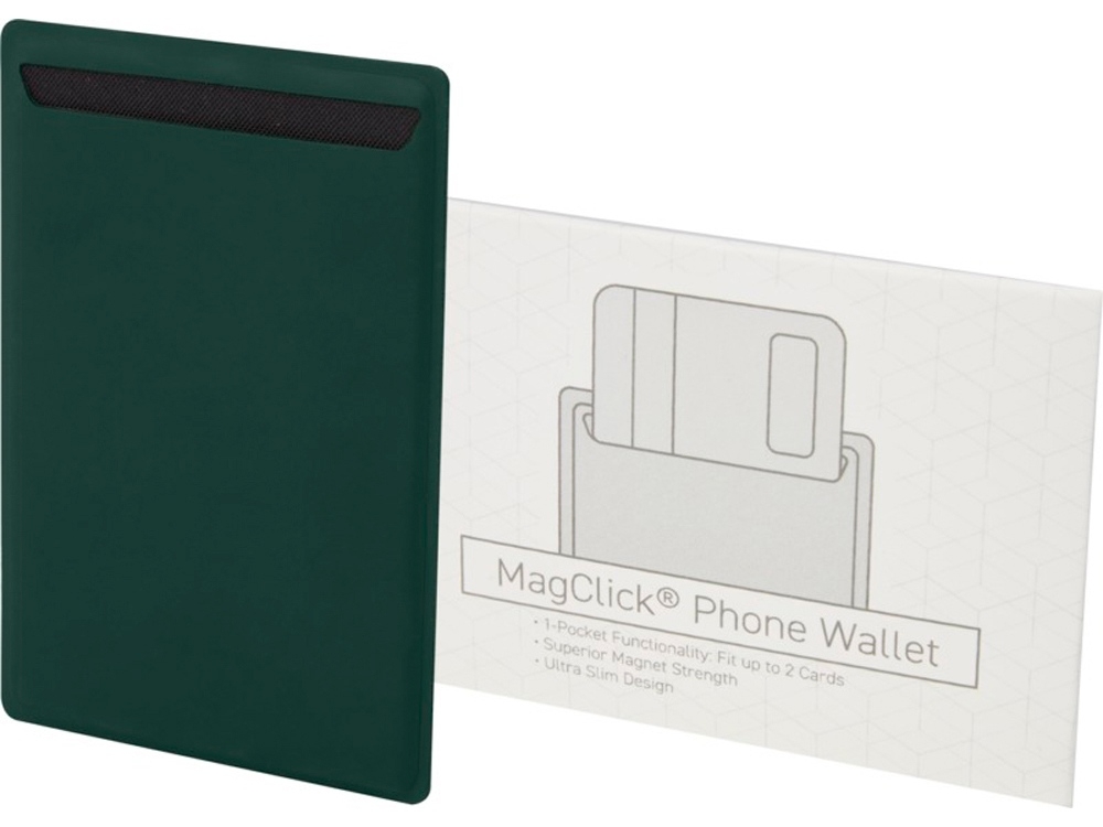 Кошелек-накладка для телефона «Magclick», зеленый, кожзам
