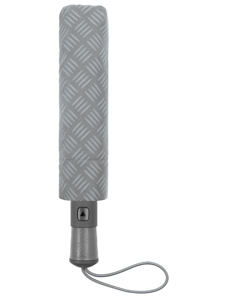 Зонт складной Hard Work, серый, серый, купол - эпонж, 190d; рама - стеклопластик; ручка, топ - пластик