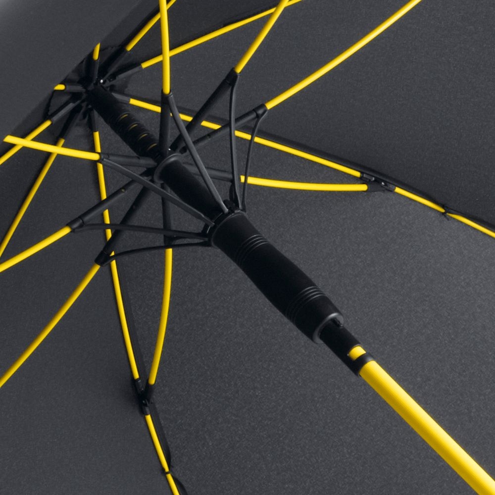 Зонт-трость с цветными спицами Color Style, желтый, желтый, 190t; ручка - пластик, купол - эпонж, сталь, покрытие софт-тач; каркас - стеклопластик
