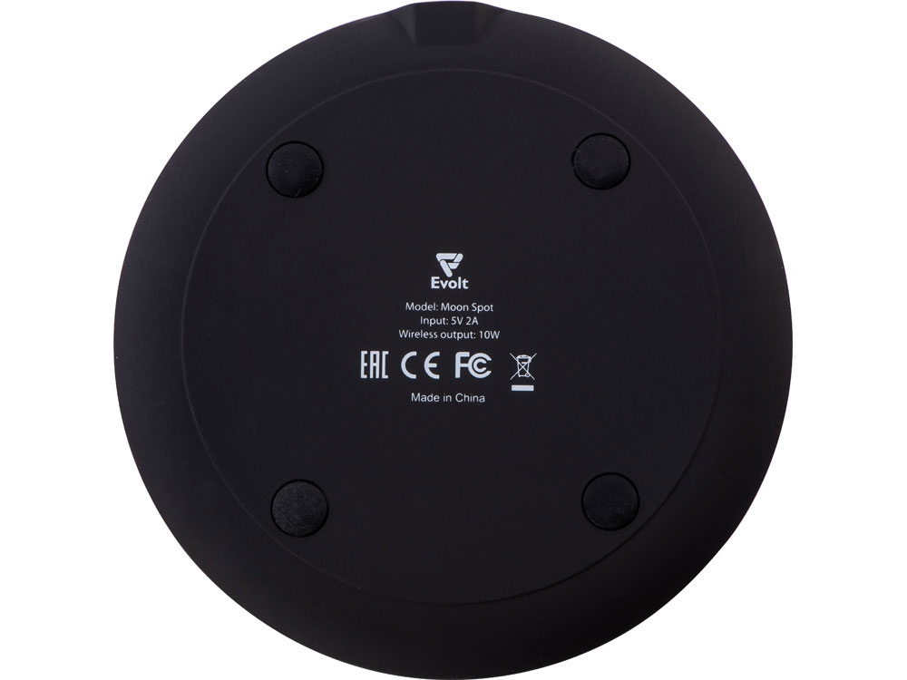 Беспроводное зарядное устройство с подсветкой логотипа «Moon spot», 10 Вт, черный, soft touch