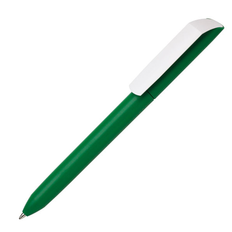 Ручка шариковая FLOW PURE, зеленый корпус/белый клип, пластик, зеленый, пластик