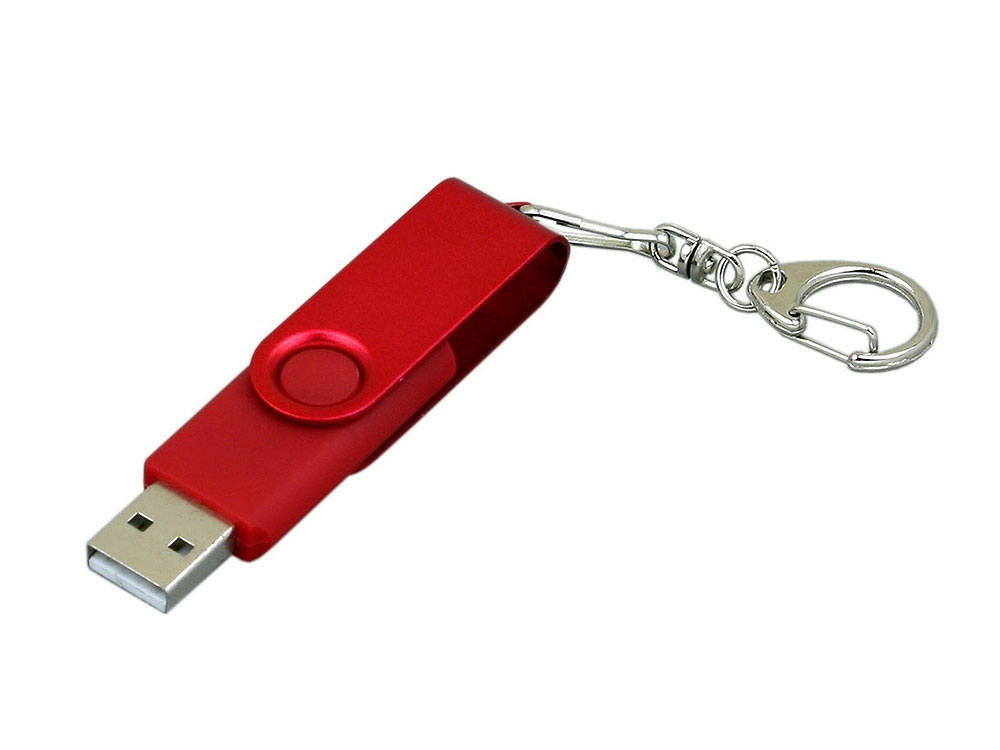 USB 2.0- флешка промо на 4 Гб с поворотным механизмом и однотонным металлическим клипом, красный, пластик