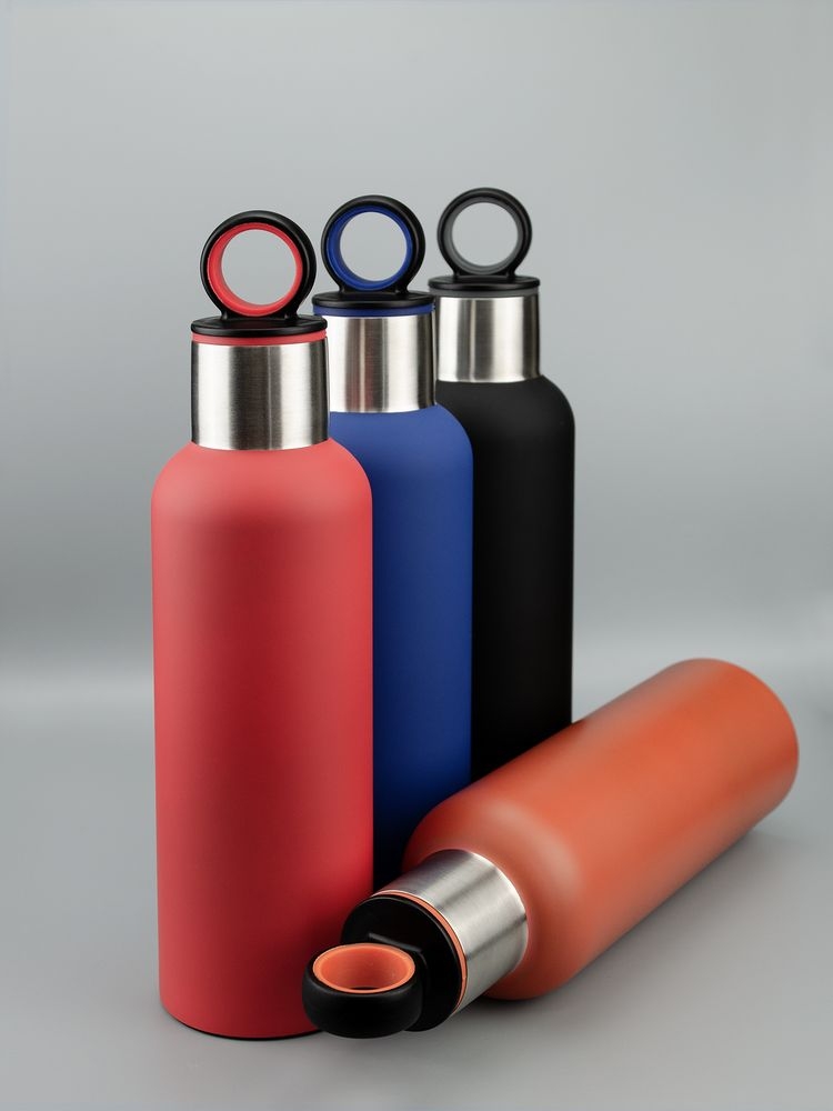 Термобутылка Sherp, оранжевая, оранжевый, крышка - пластик; корпус - металл; покрытие софт-тач