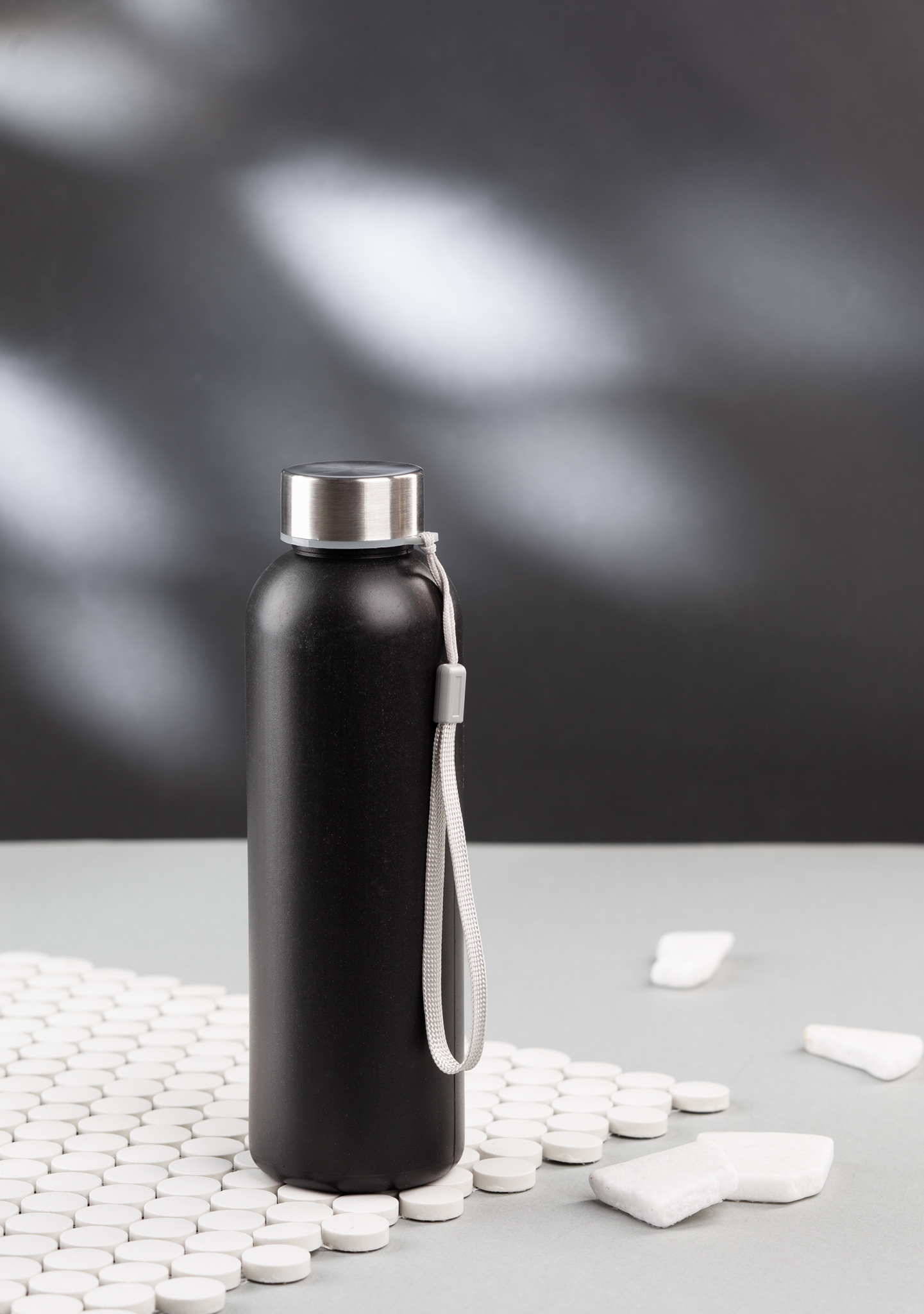 Бутылка для воды "Natural" 600 мл, черный, пластик/растительные волокна