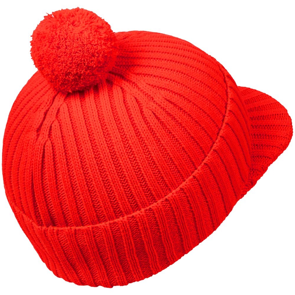 Вязаная шапка с козырьком Peaky, красная (кармин), красный, акрил