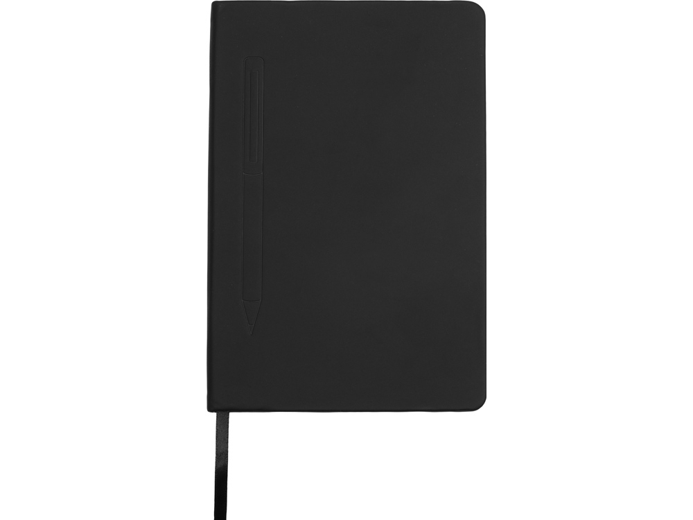 Блокнот А5 «Magnet» soft-touch с магнитным держателем для ручки, черный, пластик