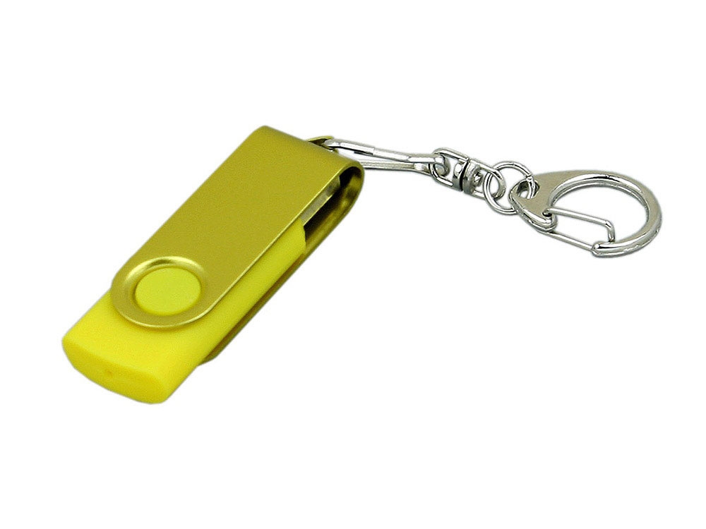 USB 3.0- флешка промо на 64 Гб с поворотным механизмом и однотонным металлическим клипом, желтый, пластик