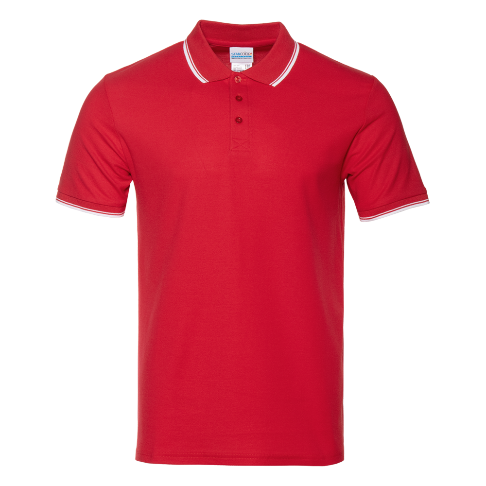 Рубашка поло мужская STAN с окантовкой хлопок/полиэстер 185, 04T, Красный, красный, 185 гр/м2, хлопок