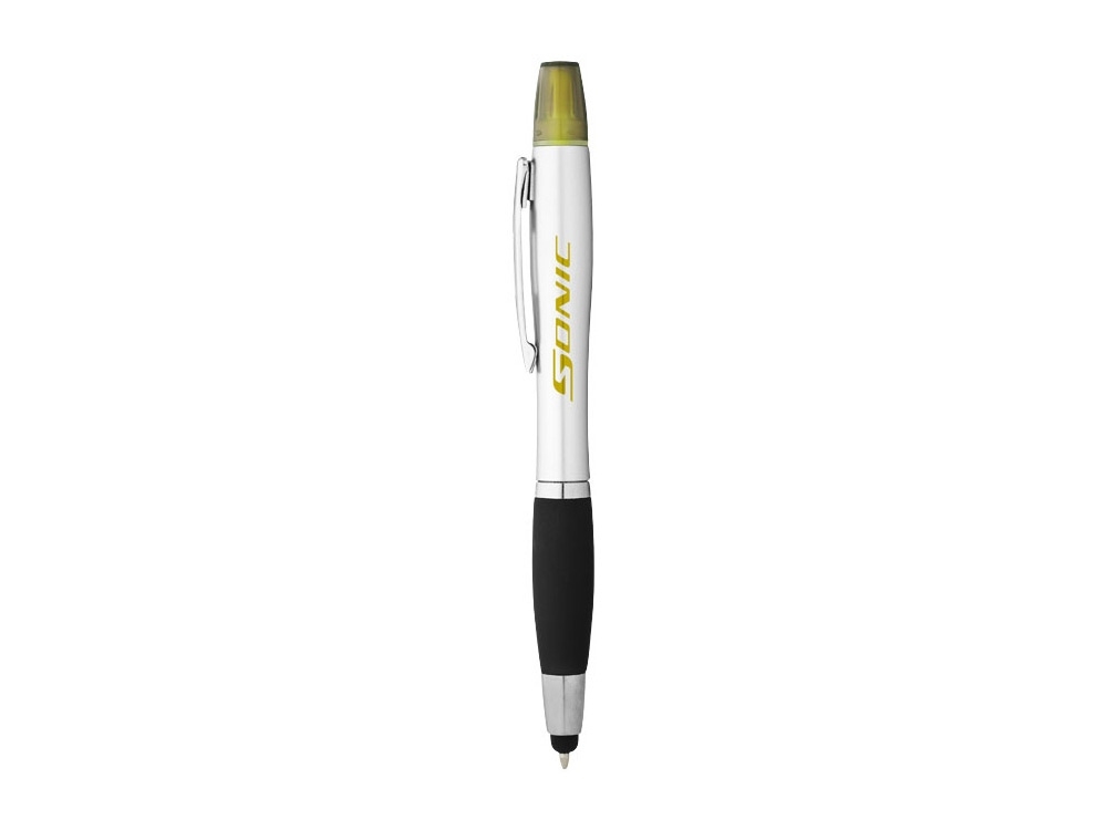Ручка-стилус шариковая «Nash» с маркером, черный, серебристый, пластик