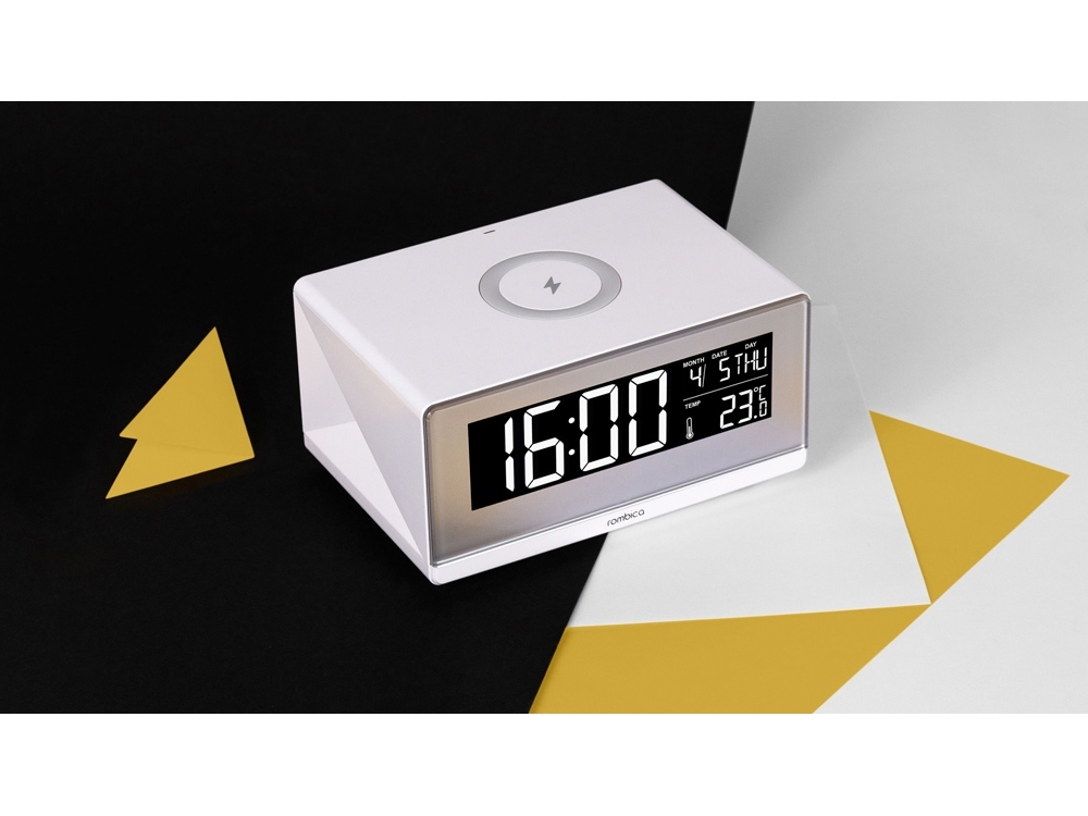 Часы с беспроводным зарядным устройством «Timebox 2», белый, пластик