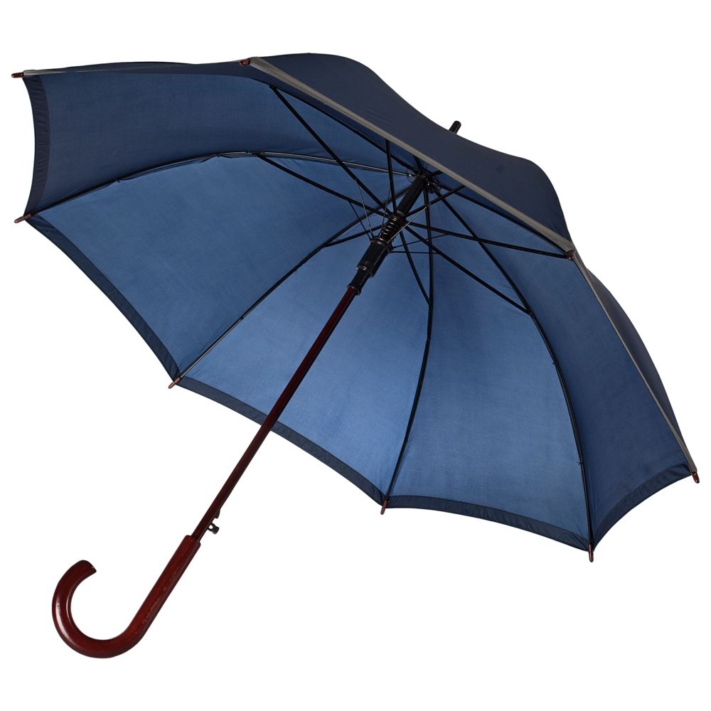 Зонт-трость светоотражающий Reflect, синий, синий, полиэстер