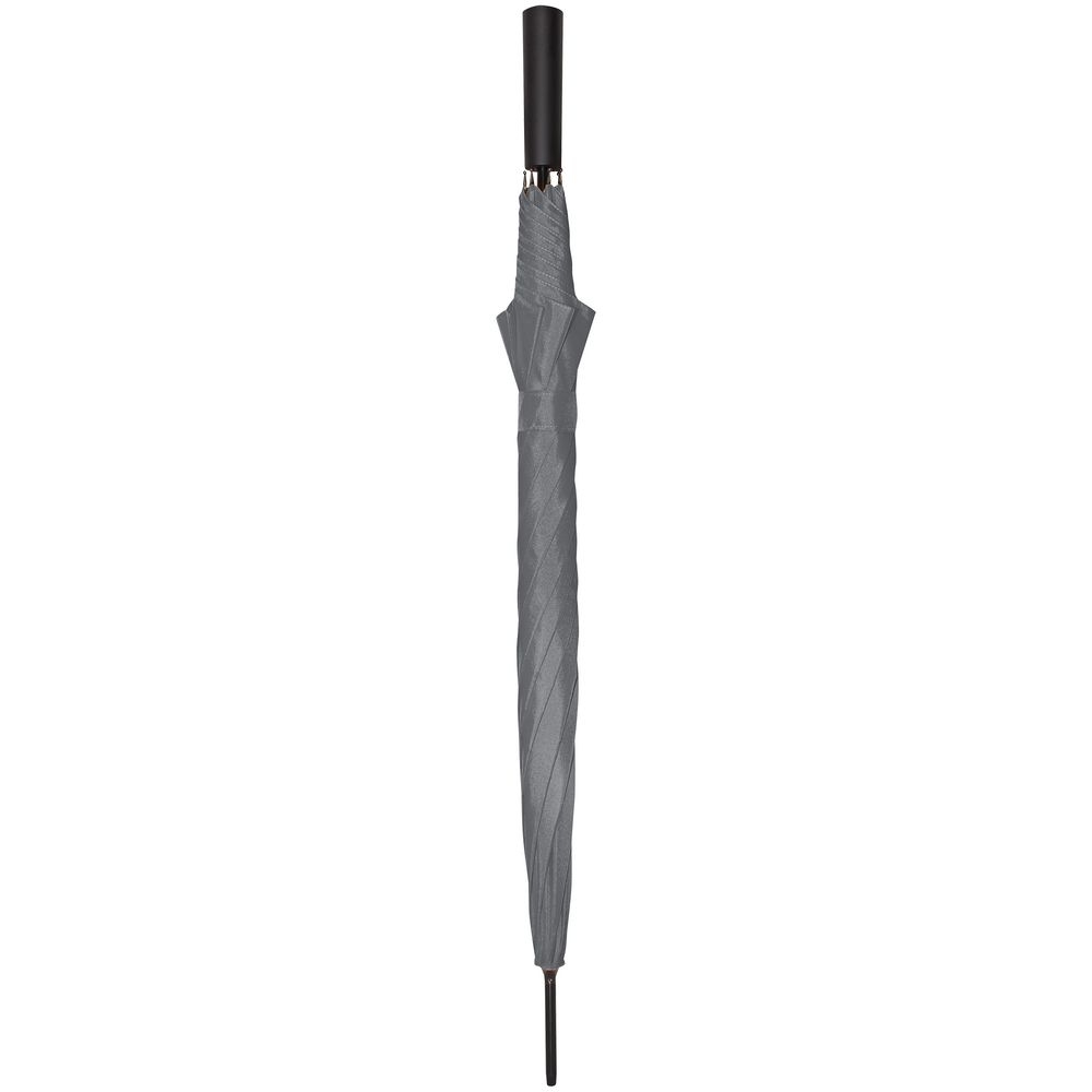 Зонт-трость Dublin, серый, серый, купол - эпонж, 190t; рама - сталь; спицы - стеклопластик; ручка - пластик