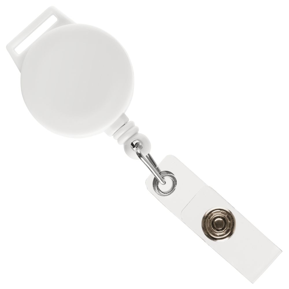 Ретрактор Attach с ушком для ленты, белый, белый, пластик