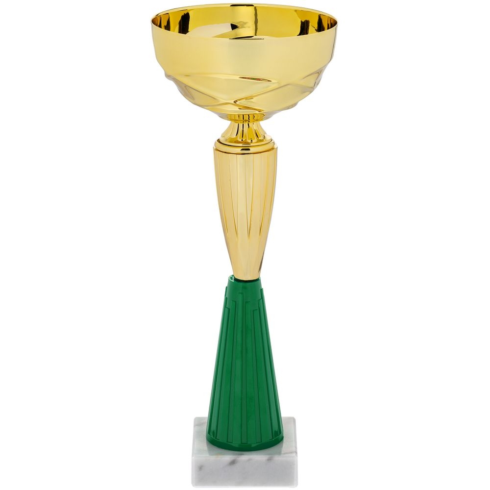 Кубок Kudos, большой, зеленый, зеленый, чаша - металл; стэм - пластик; основание - камень, мрамор