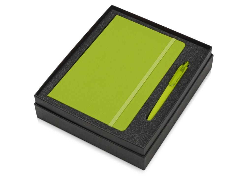 Подарочный набор Vision Pro soft-touch с ручкой и блокнотом А5, зеленый, soft touch