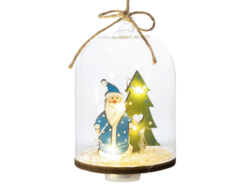 Новогоднее украшение «Дед Мороз в колбе», разноцветный, дерево, стекло