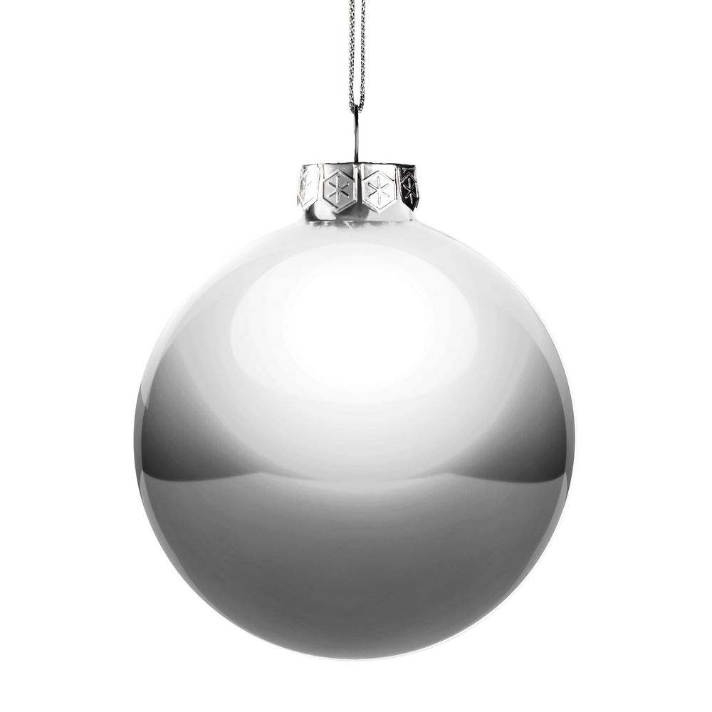 Елочный шар Finery Gloss, 10 см, глянцевый серебристый, серебристый
