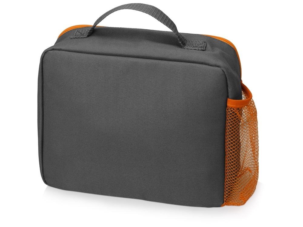 Изотермическая сумка-холодильник «Breeze» для ланч-бокса, серый, оранжевый, полиэстер