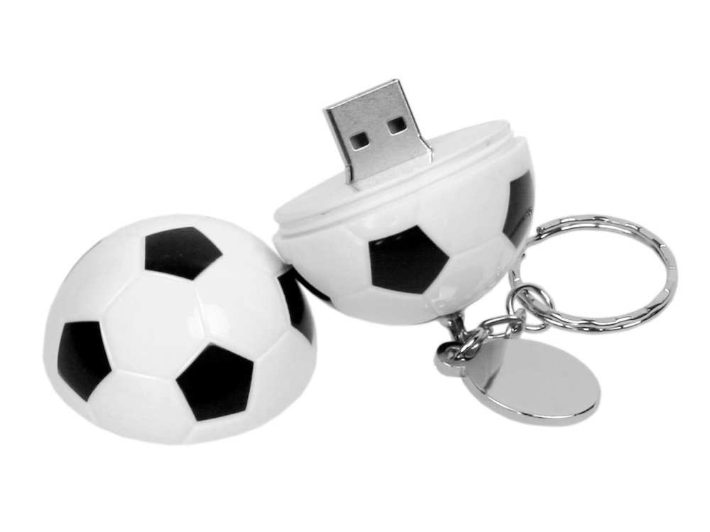 USB 2.0- флешка на 8 Гб в виде футбольного мяча, черный, белый, пластик