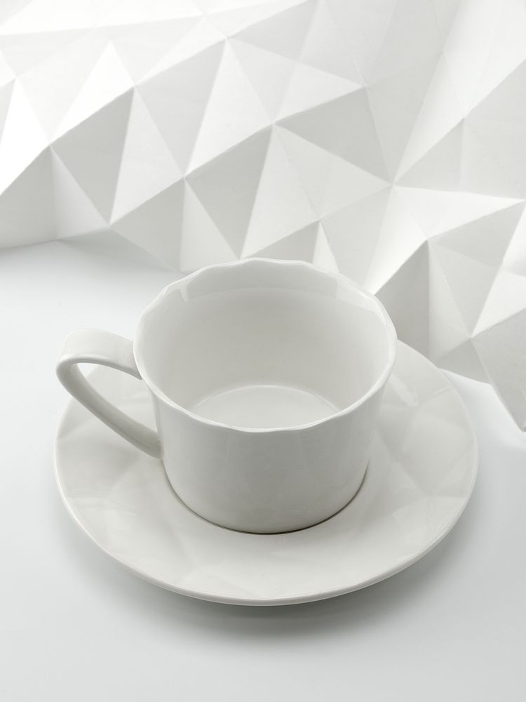 Чайная пара Diamante Bianco, белая, белый, фарфор
