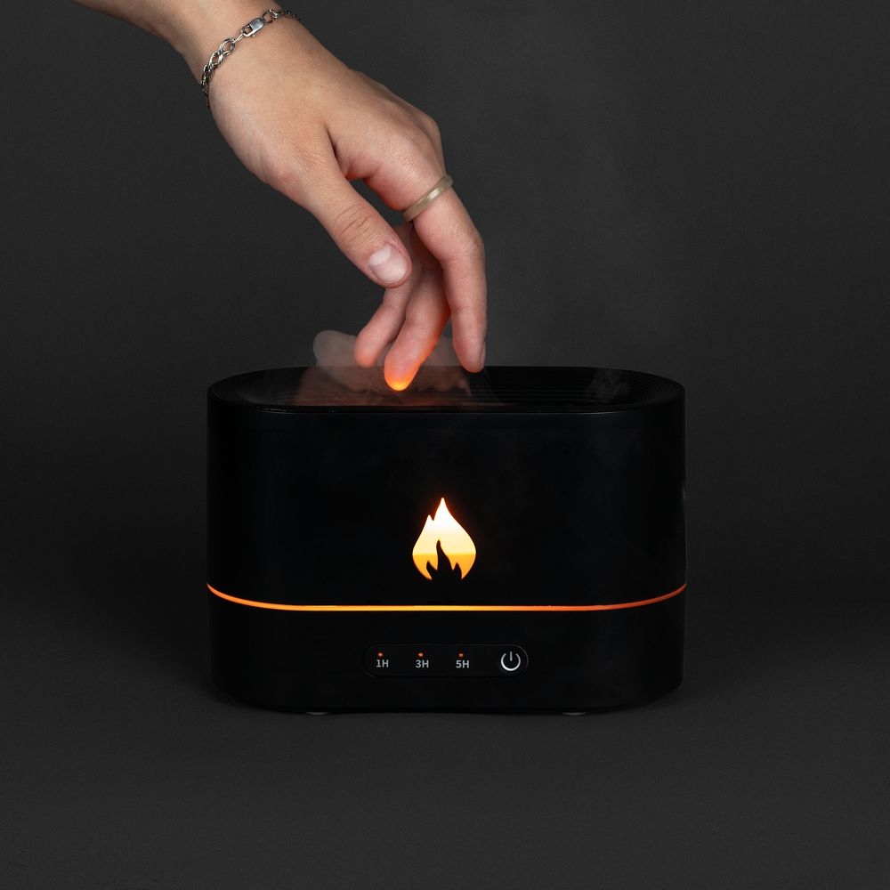 Увлажнитель-ароматизатор с имитацией пламени Fuego, черный, черный