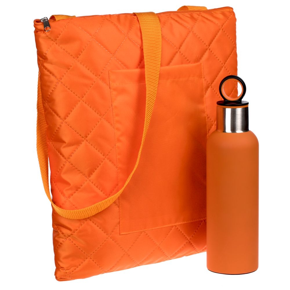 Набор Nest Rest, оранжевый, оранжевый, бутылка - металл, покрытие софт-тач; плед - полиэстер