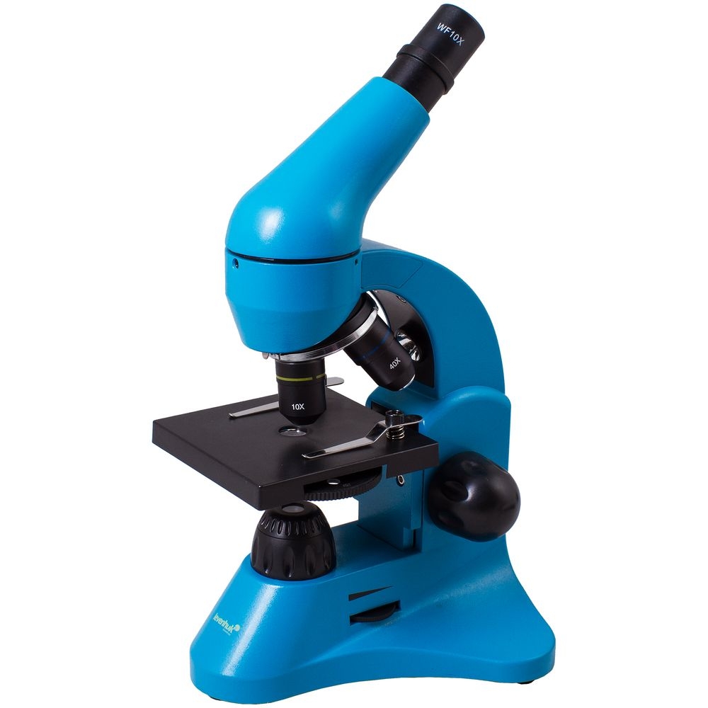 Монокулярный микроскоп Rainbow 50L с набором для опытов, голубой, голубой, корпус, транспортный кейс - пластик
