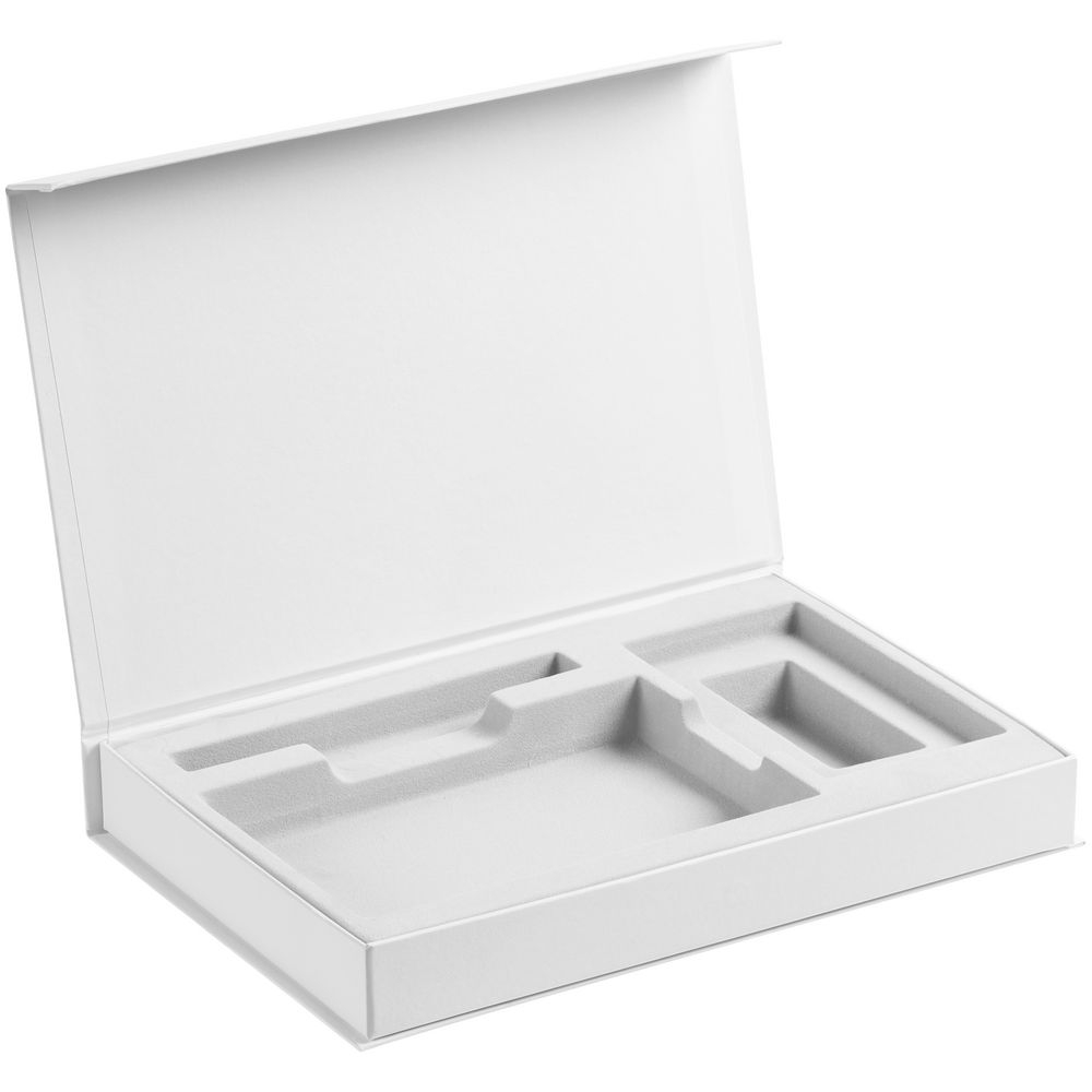 Коробка Silk с ложементом под ежедневник 10x16 см, аккумулятор и ручку, белая, белый, картон