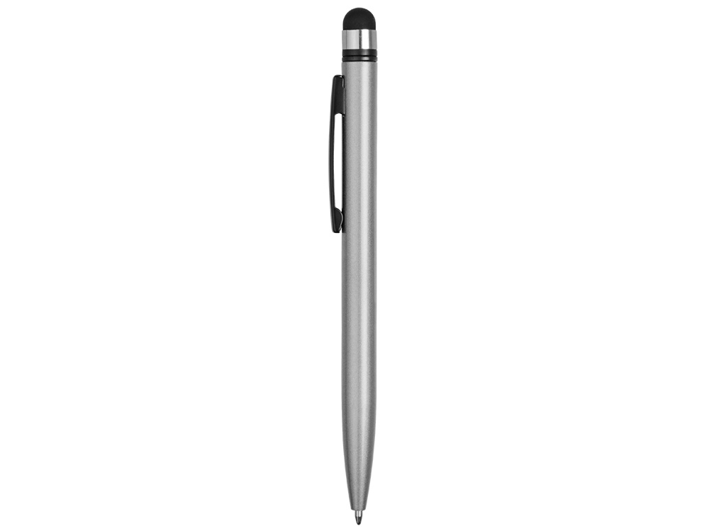 Ручка-стилус пластиковая шариковая «Poke», черный, серебристый