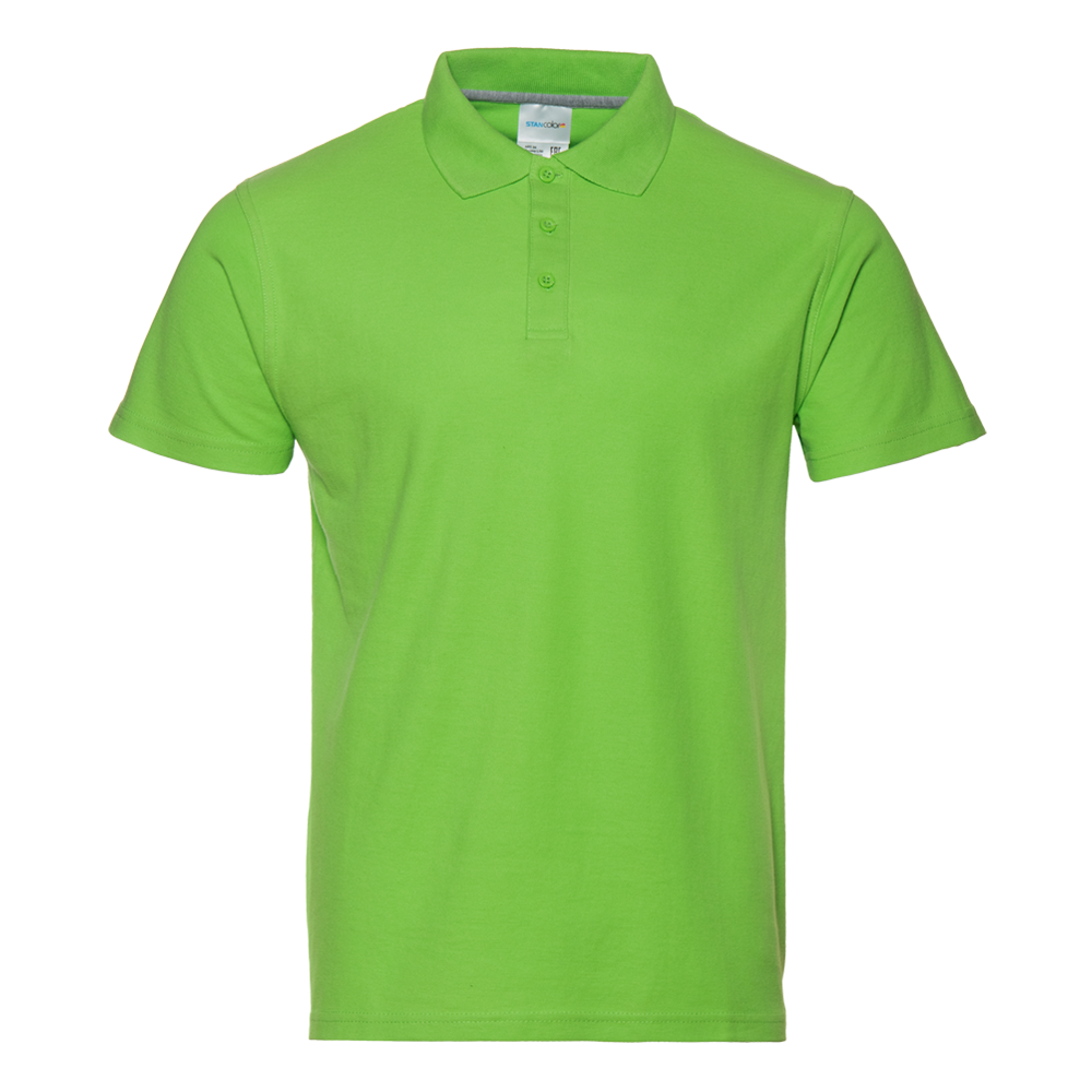 Рубашка поло мужская  STAN хлопок/полиэстер 185, 04, Ярко-зелёный, 185 гр/м2, хлопок