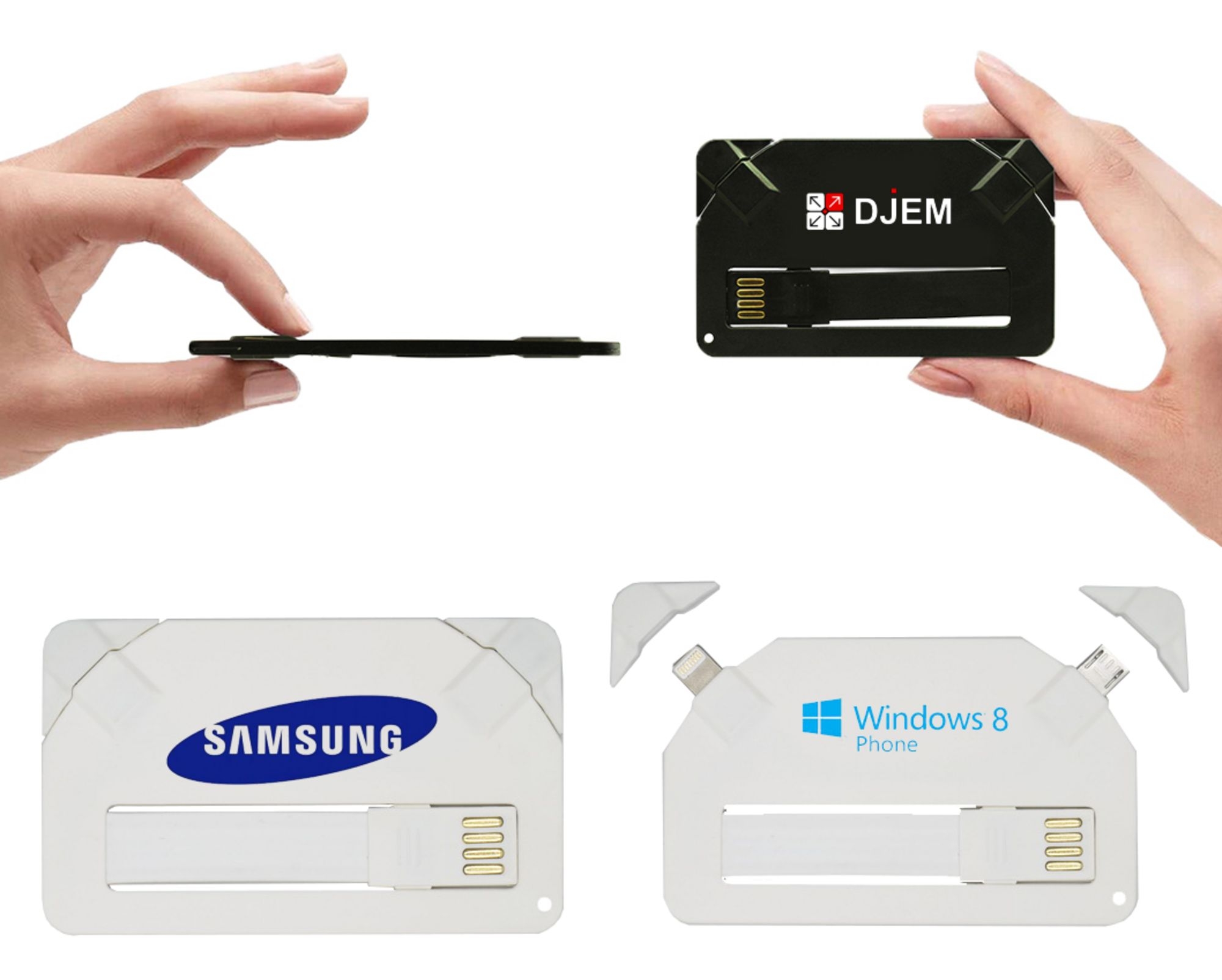 Кабели USB в форме визитки, пластик
