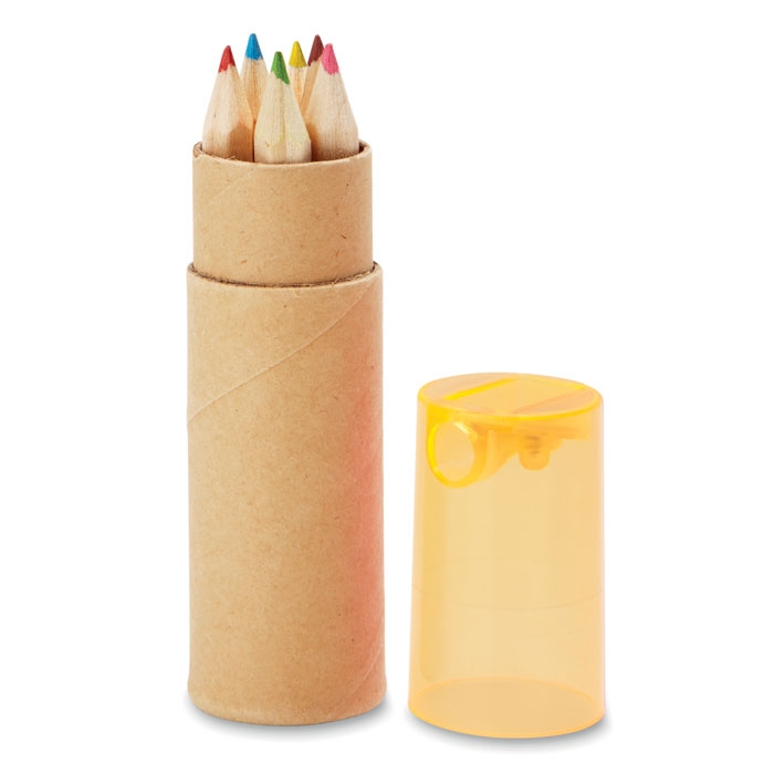6 цветных карандашей, оранжевый, дерево