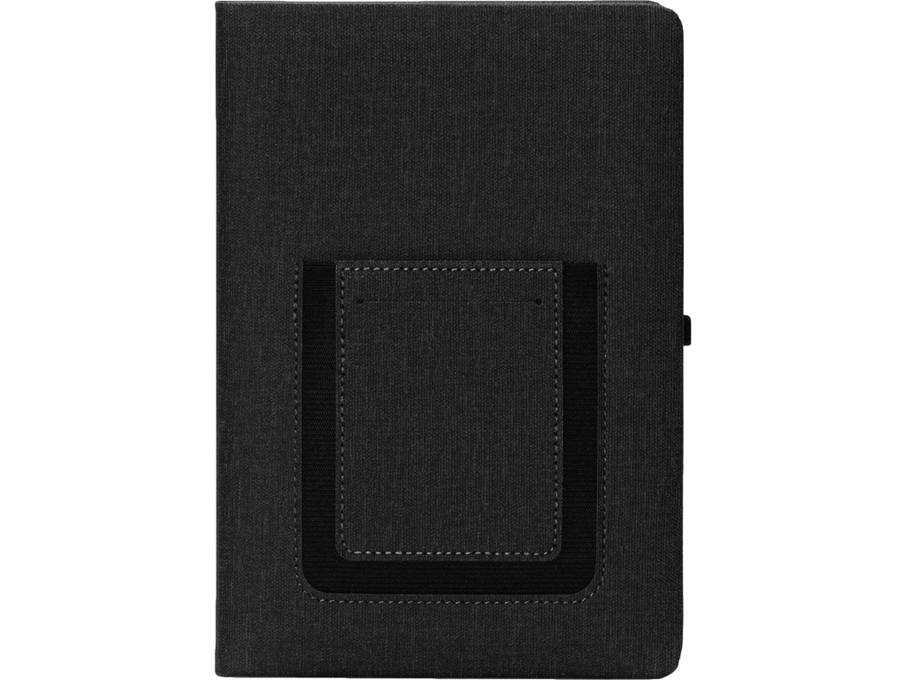 Блокнот А5 «Pocket» с карманом для телефона, черный, пластик
