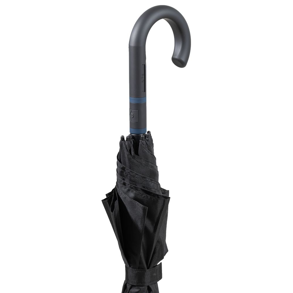 Зонт-трость с цветными спицами Color Style, синий с черной ручкой, черный, пластик, soft touch