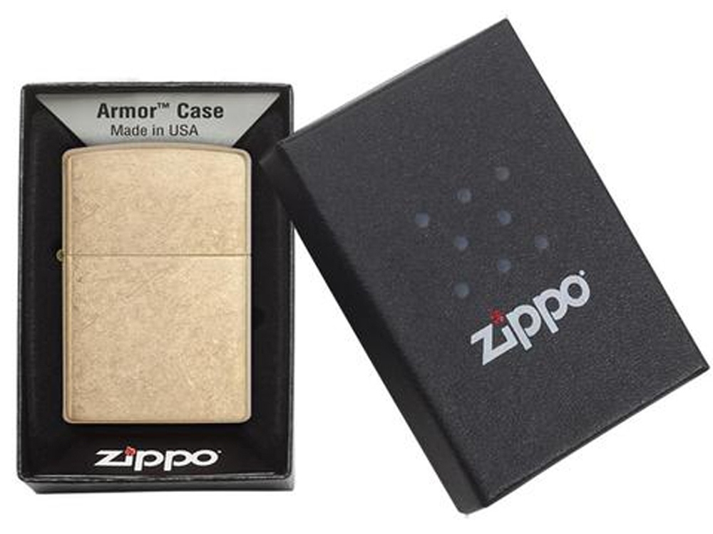 Зажигалка ZIPPO Armor™с покрытием Tumbled Brass, желтый, металл